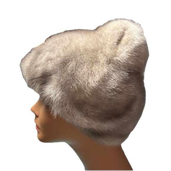 REGGI of Wilshire Fur Hat Vtg 1960's Pillbox Hat Grey Mink OSFM Old Money - Picture 3 of 7